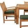 set 246 -- marley armchairs, marley side chairs, classic backless benches & 39 x 79 inch rectangular dining table xx-thick wood (rw-t004)